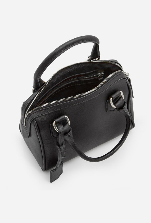 Drew black leather shoulder bag /silver/