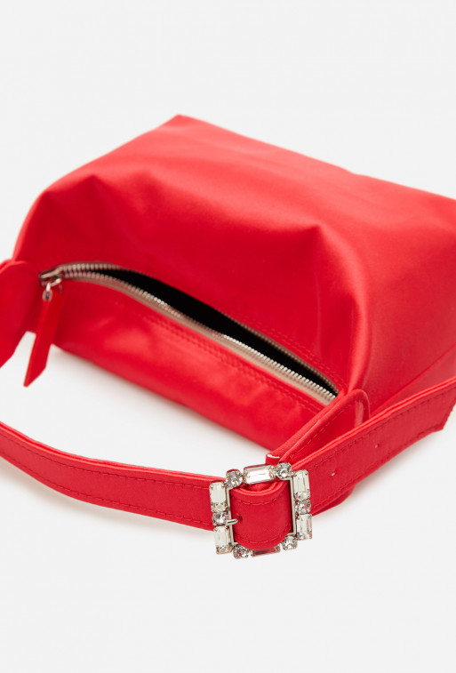 Selma micro red satin
shoulder bag /silver/