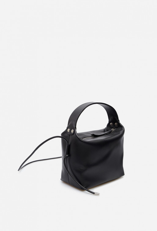 Selma mini black leather
shoulder bag /silver/