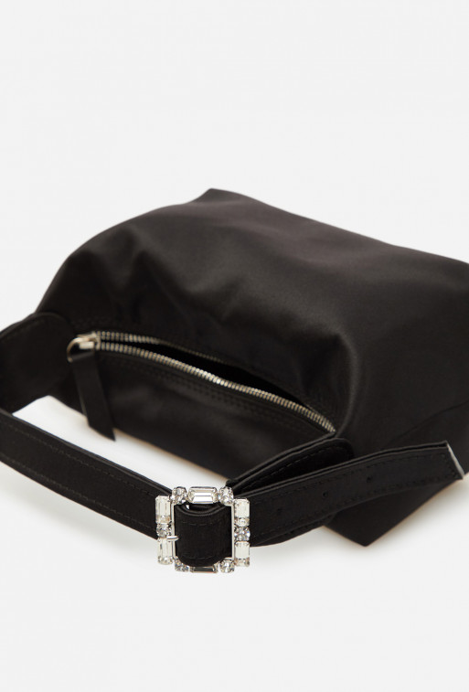 Selma micro black satin
shoulder bag /silver/