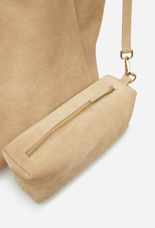Matilda beige suede-leather
shopper bag /gold/
