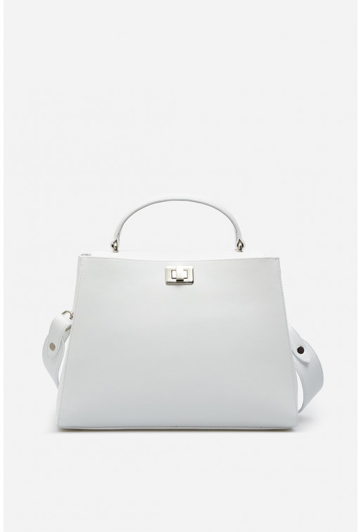 Erna white leather bag /silver/