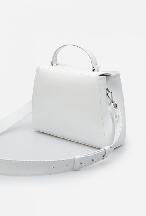 Erna white leather bag /silver/