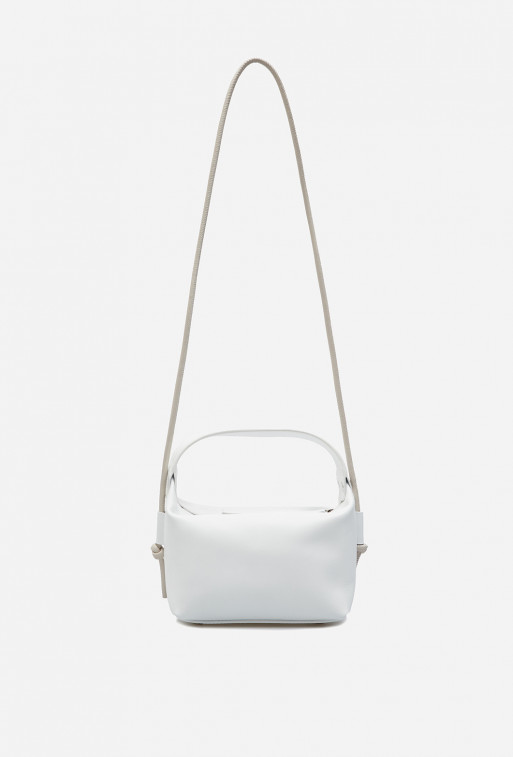 Selma micro white leather
bag /silver/