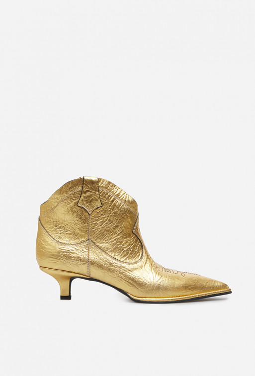 Cherilyn gold leather cowboy boots