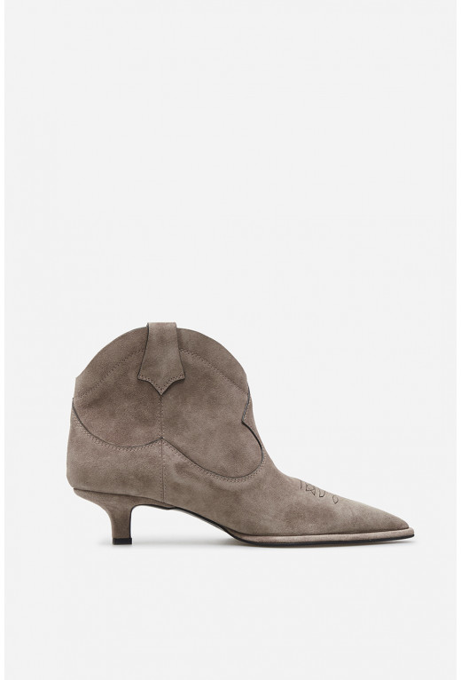 Cherilyn beige-gray suede cowboy boots