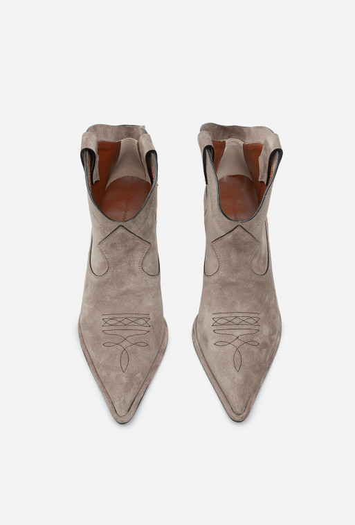 Cherilyn beige-gray suede cowboy boots