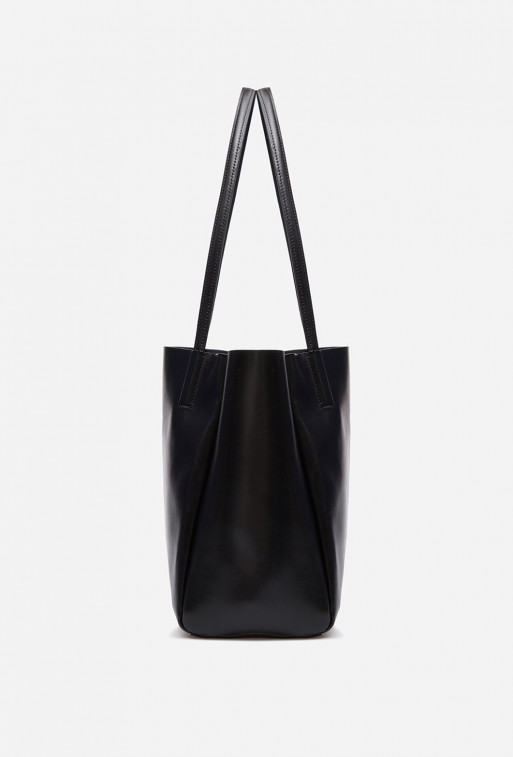 Matilda mini black leather shopper bag /gold/