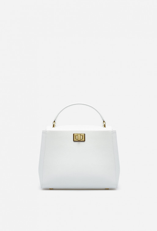 Erna mini white leather bag /gold/