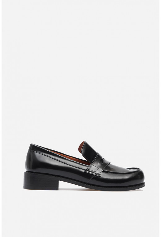 Alen black shiny loafers leather sole