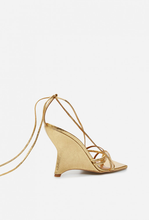 Liv gold leather sandals /9 cm/