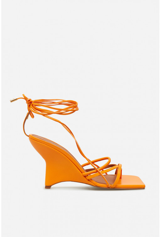 Liv orange leather sandals /9 cm/