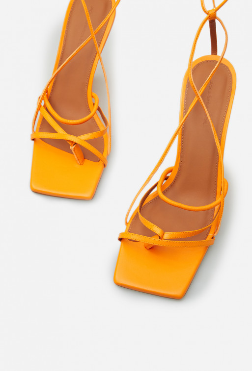 Liv orange leather sandals /9 cm/