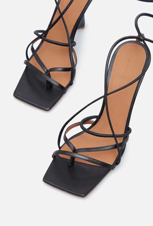 Liv black leather sandals /9 cm/