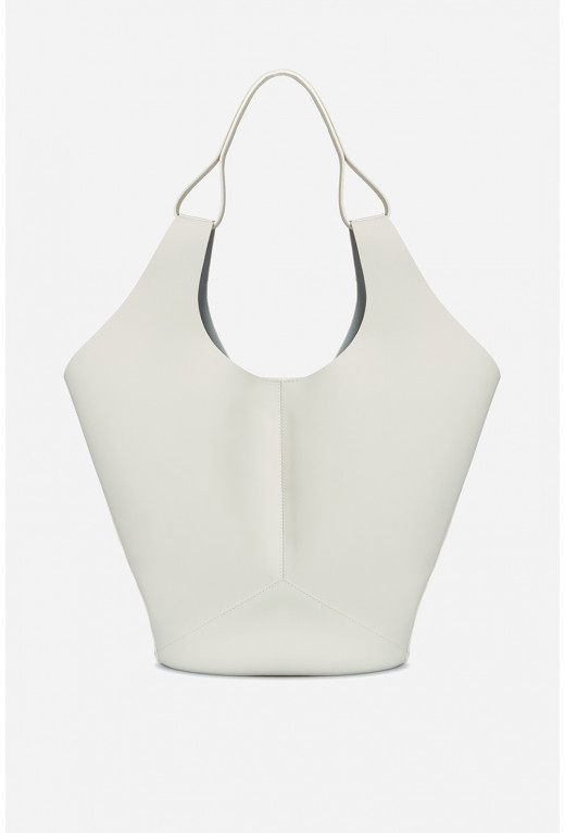 Khrystia milk leather shopper bag /silver/