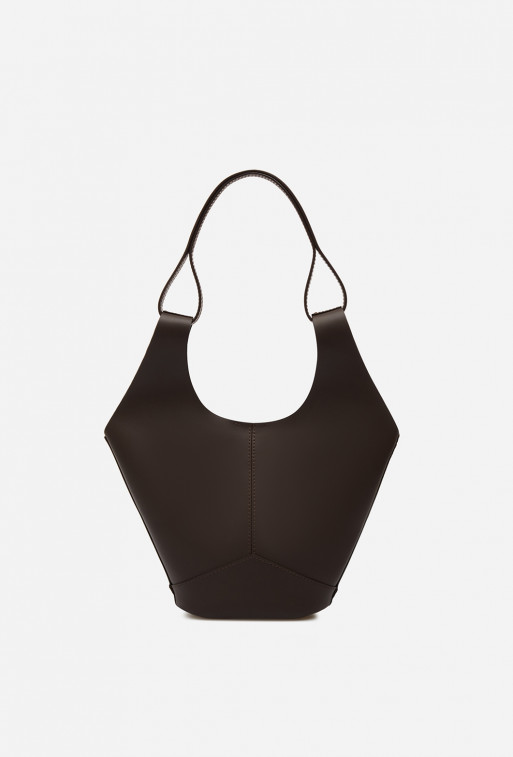 Khrystia mini brown leather shopper bag /silver/