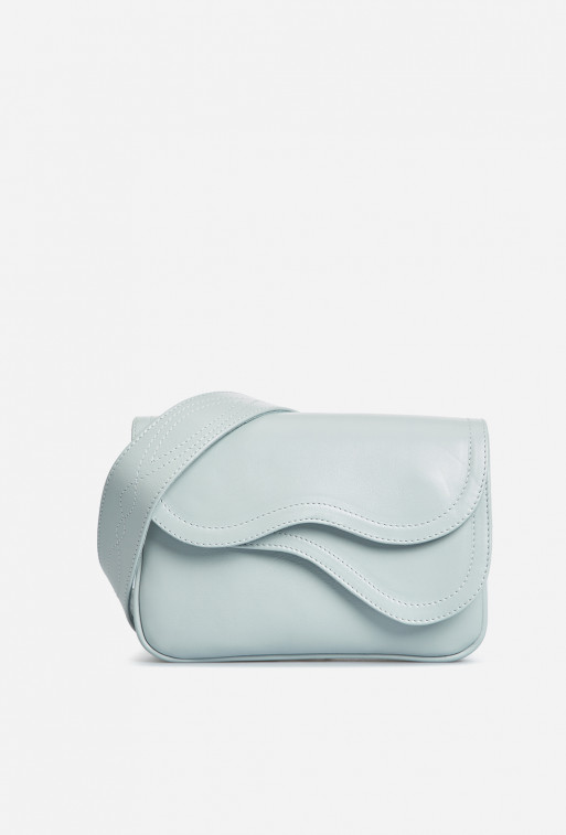 Saddle bag mini blue-gray leather crossbody bag /silver/ 