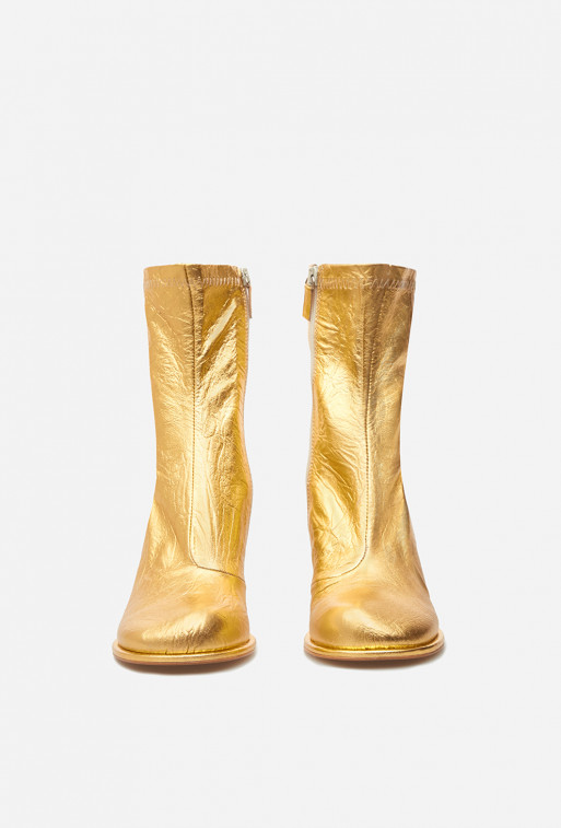 Blanca golden leather ankle boots