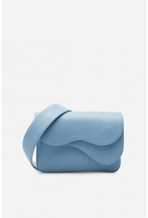 Saddle bag mini blue leather crossbody bag /gold/
