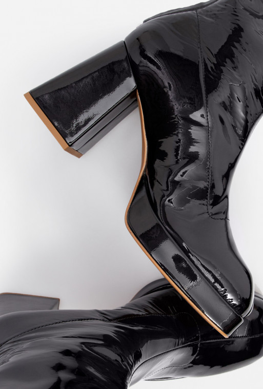 Christina black patent leather ankle boots