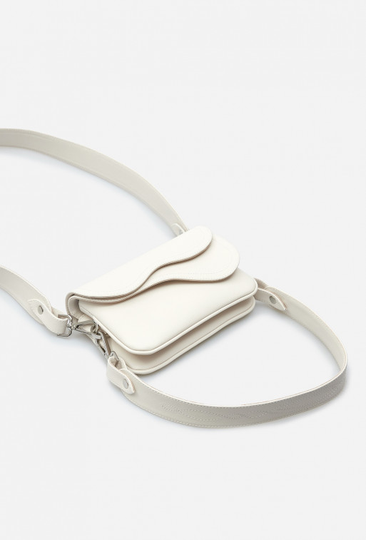 Saddle bag mini milk leather crossbody bag /silver/
