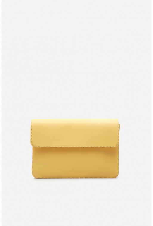 Carrie yellow leather baguette /silver/