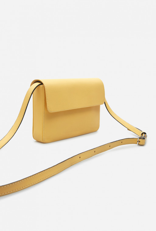 Carrie yellow leather baguette /silver/