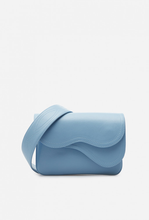 Saddle bag mini blue leather crossbody bag /silver/