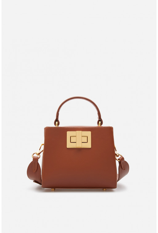 Erna micro RS caramel-colored leather
city bag /gold/