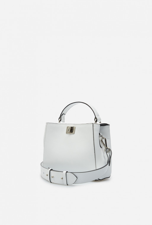 Erna mini terra white leather city bag /silver/