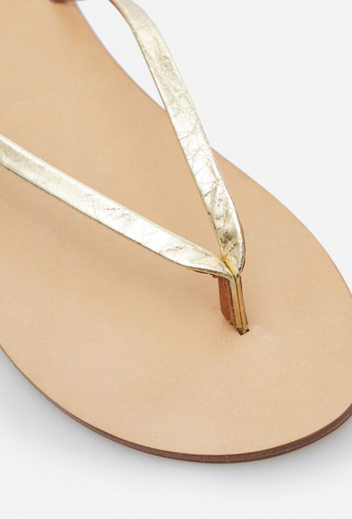 Aretta gold leather
flip flops
