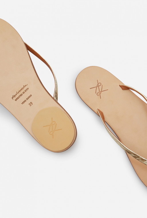 Aretta gold leather
flip flops
