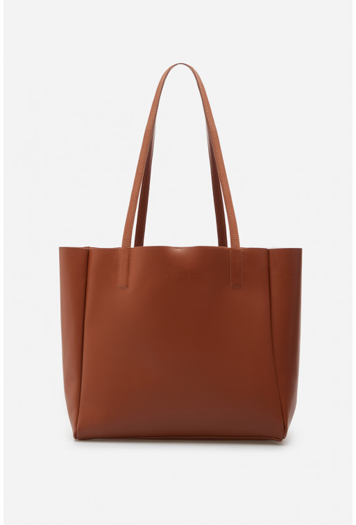 Matilda mini brown leather shopper bag /silver/