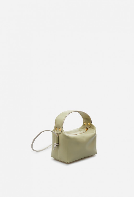Selma micro pistachio color leather
bag /silver/