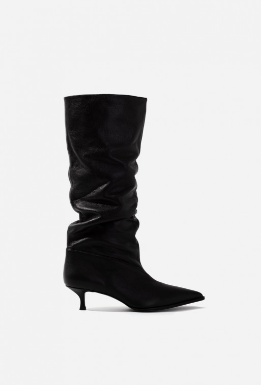 Erica black leather boots