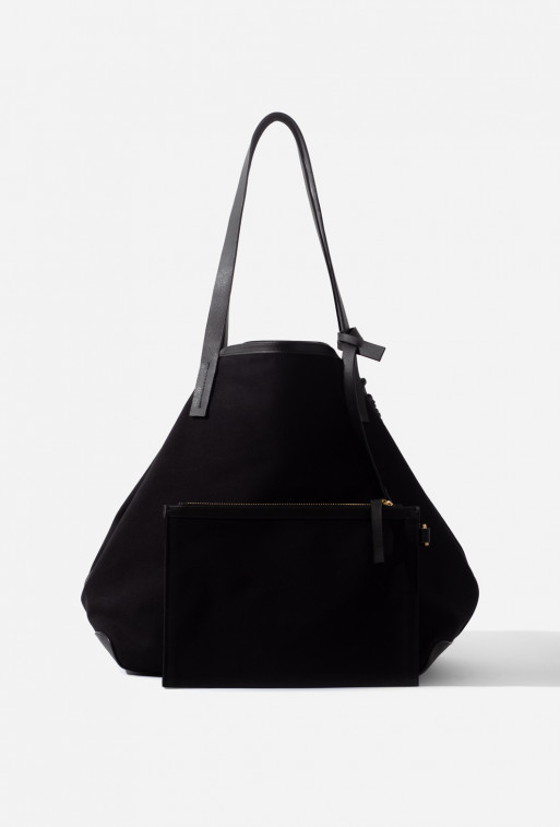 Taormina
black textile shopper bag /gold/