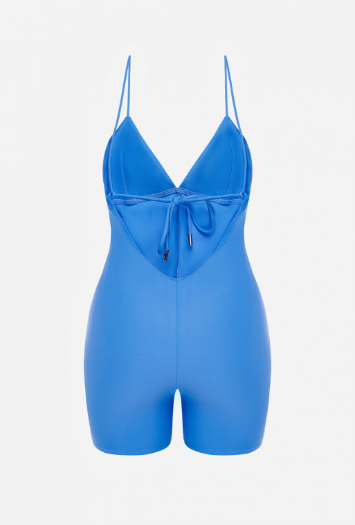 Blue jumpsuit with cycling shorts