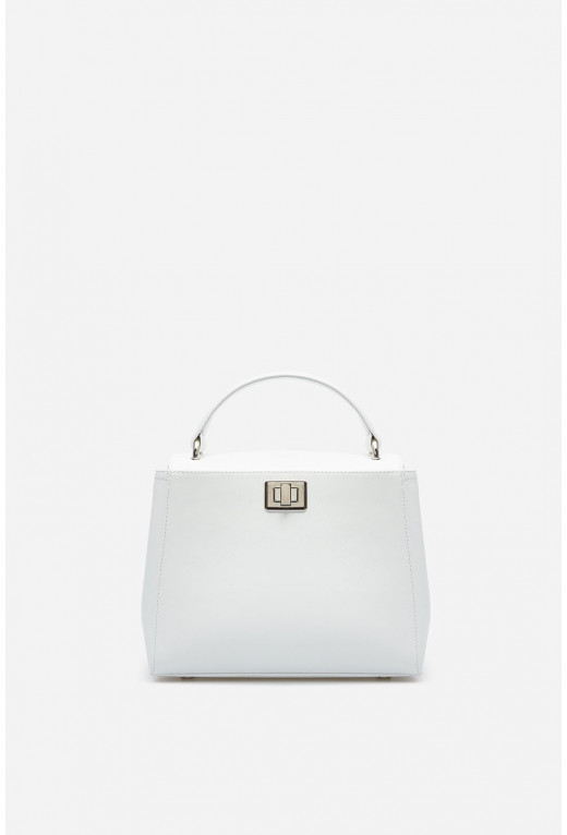 Erna mini
white leather bag /silver/