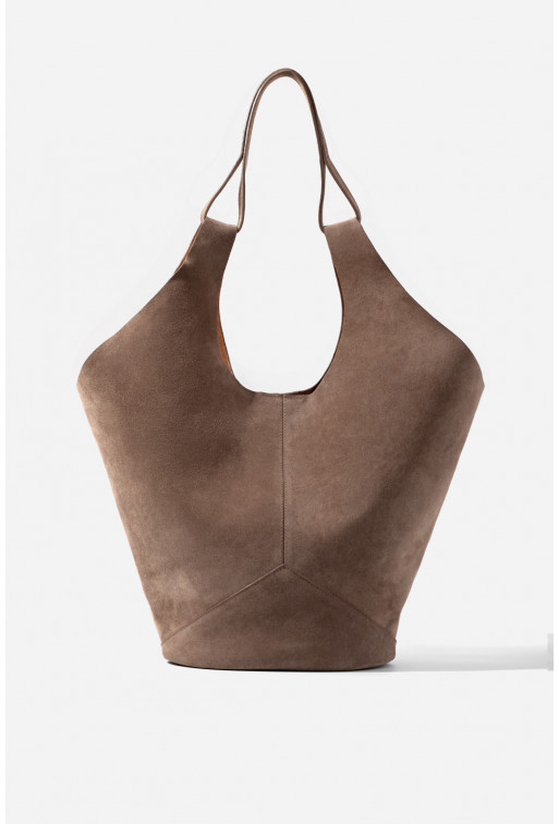 Khrystia brown suede shopper bag /silver/