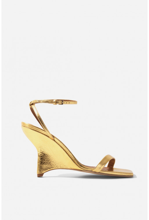 Isa bright golden leather sandals