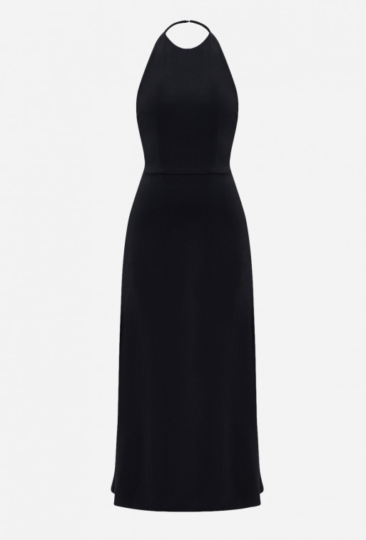 Dress with an open back of black color