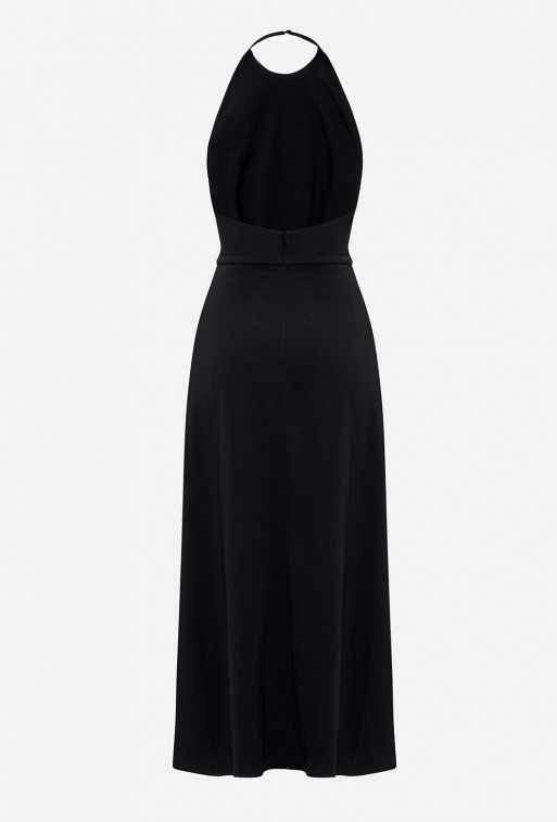 Dress with an open back of black color
