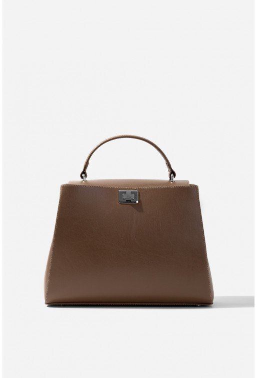 Erna brown leather bag /silver/