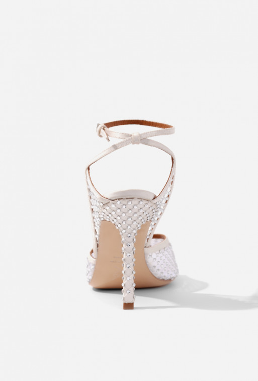Whitney white sandals with Swarovski crystals