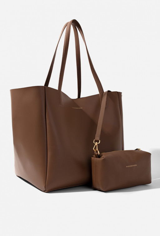 Matilda dark-brown leather
shopper bag /gold/