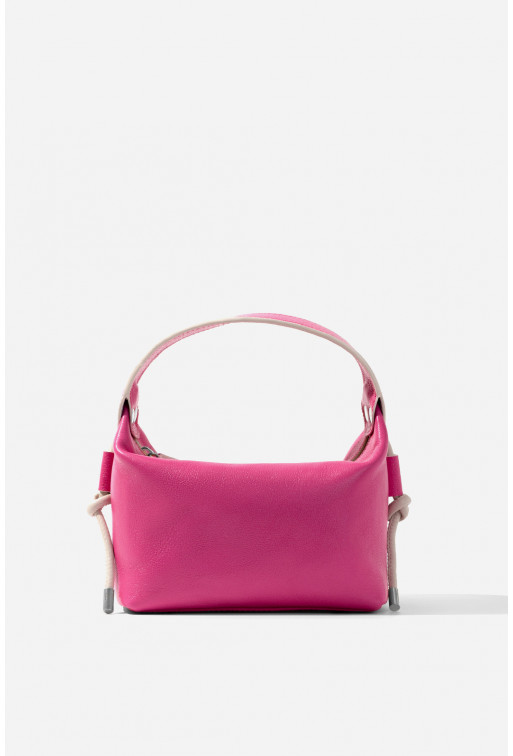 Selma micro pink leather
bag /silver/