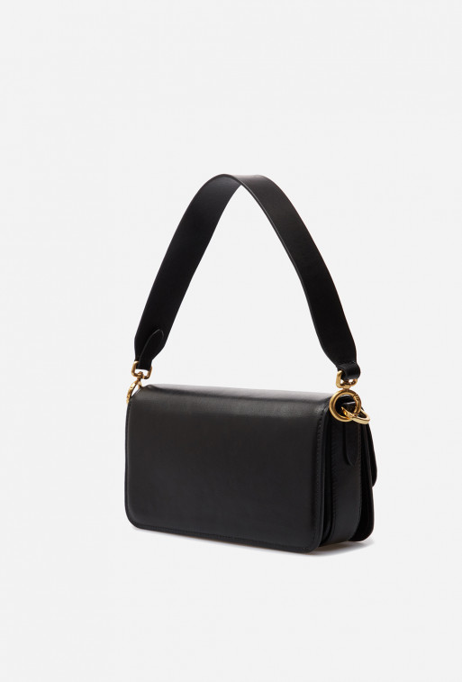 Harper black leather
baguette bag /gold/