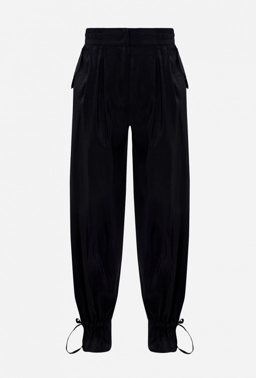 Black raincoat fabric pants