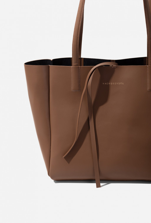 Matilda mini dark-brown leather shopper bag /gold/