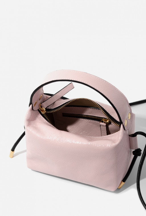 Selma micro ligth-pink leather
bag /gold/
